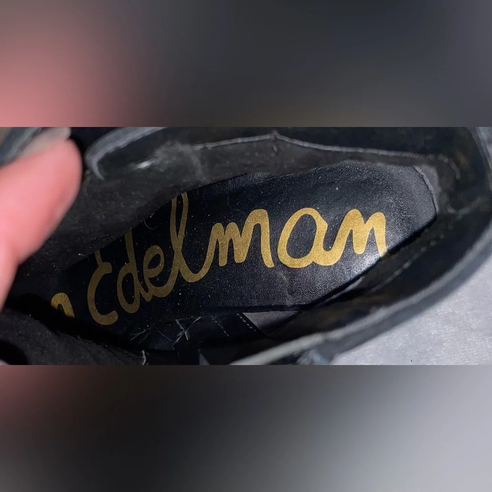 Sam Edelman Women’s Mandi Black Suede Ankle Boots Booties Side Zip Gold Hardware - Picture 13 of 16